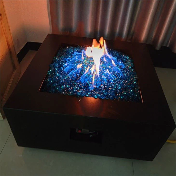 Square Outdoor Gas Firepit Table in Garden