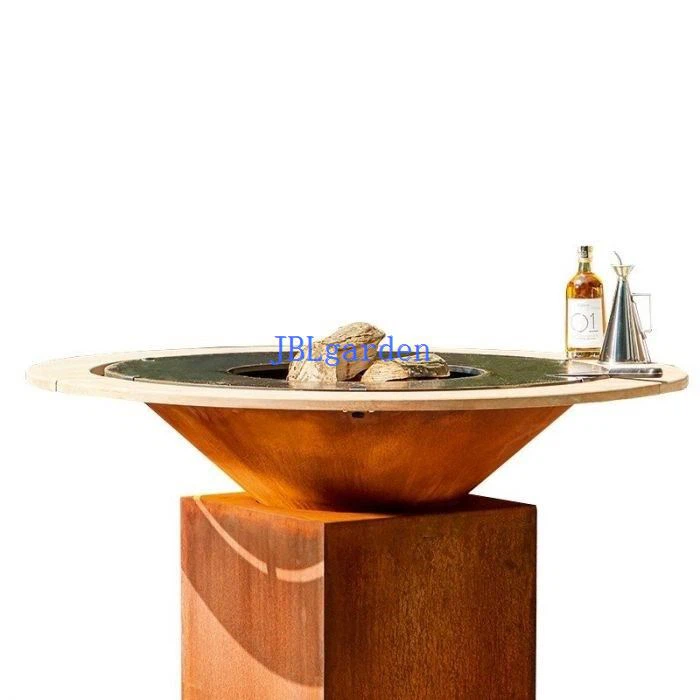 Corten Metal Outdoor Grill Table