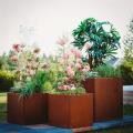 Corten Steel Cube-Shaped Planter