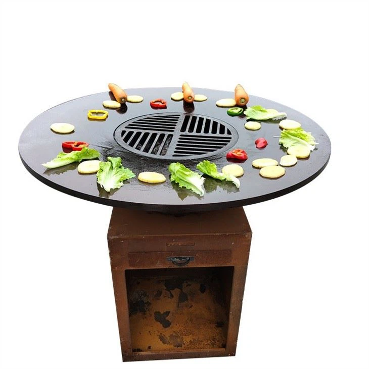 Garden Corten Steel Fire Pit Barbecue Grill