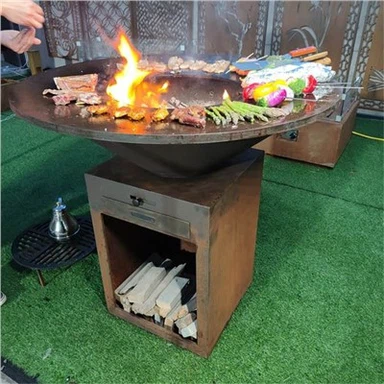 Външна Corten Steel Fire Pit Барбекю Скара за готвене за пушене