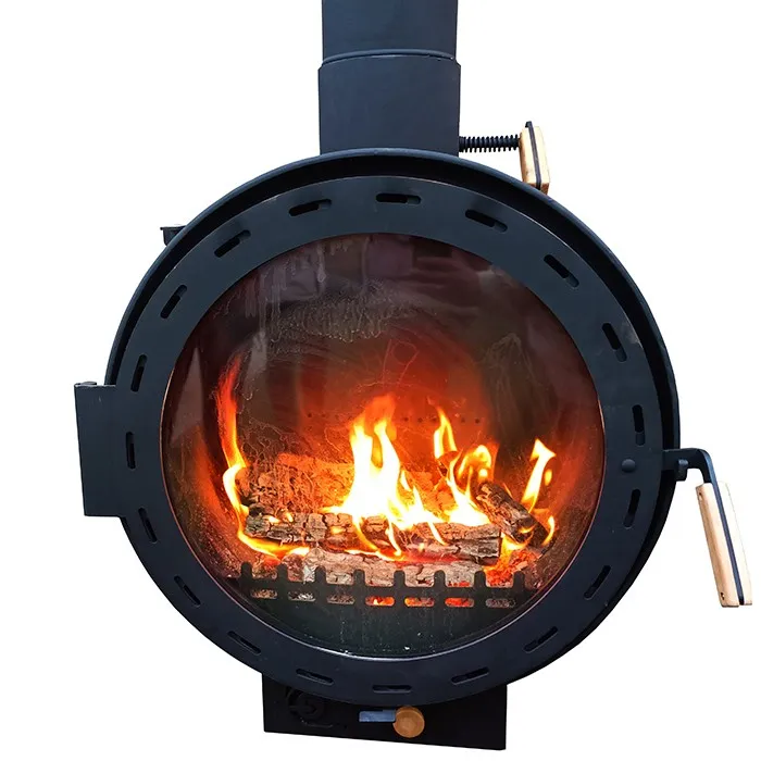 Round Glass Door Hanging Fireplace