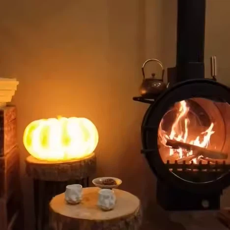 Round Glass Door Hanging Fireplace