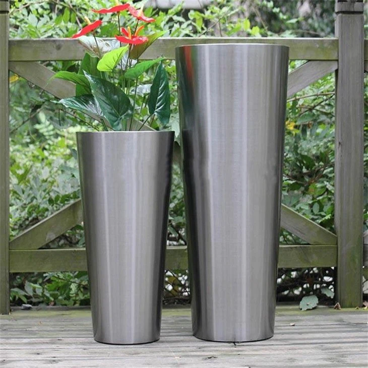 Silver Stainless Steel Pot Planter