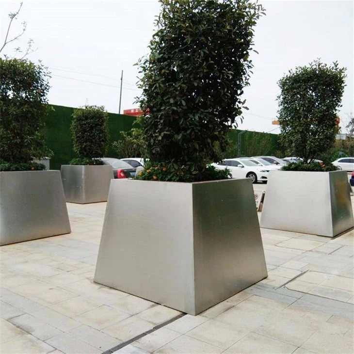 Silver Stainless Steel Pot Planter