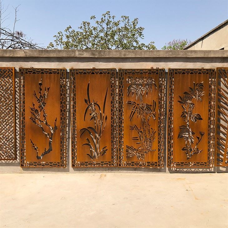 Weathering Steel Art Triptych